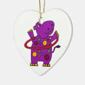 Funny Paarse Hippo Play Hula Hoop Keramisch Ornament (Links)