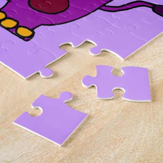 Funny Paarse Hippo Play Hula Hoop Legpuzzel (Zijkant)