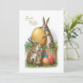 Funny  Paaskonijnen en geverfde eieren Feestdagenkaart (Staand voorkant)