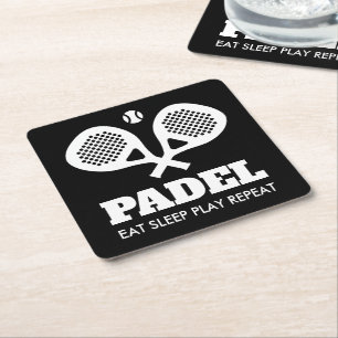 Funny padel tennis drinkt kuststrookjes met racket kartonnen onderzetters