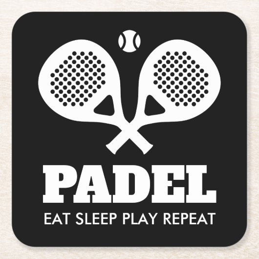 Funny padel tennis drinkt kuststrookjes met racket kartonnen onderzetters (Voorkant)