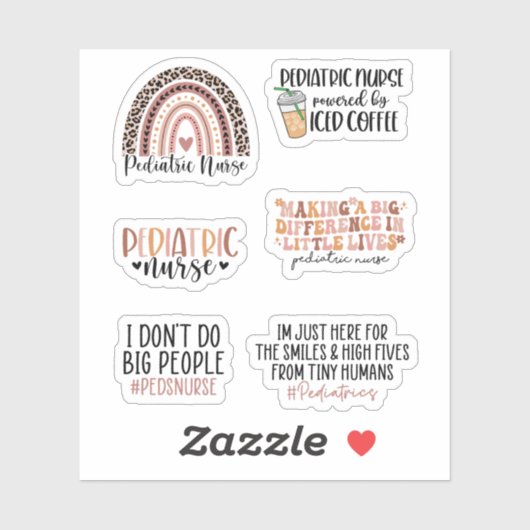 Funny Paediatric Neurse Sticker Pack, Peds Nursing (Vel)