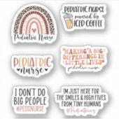 Funny Paediatric Neurse Sticker Pack, Peds Nursing (Voorkant)