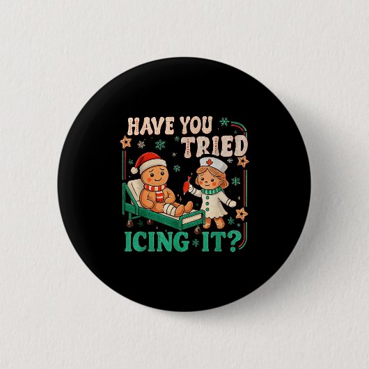 Funny Pain Scale Have You Tried Icing It Gingerbre Ronde Button 5,7 Cm (Voorkant)