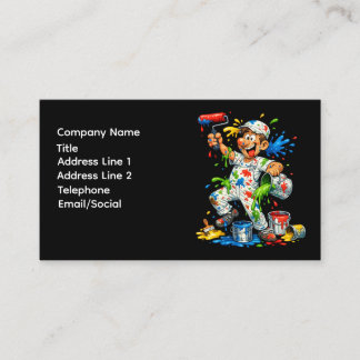 Funny Painter Cartoon Painter Business Card Visitekaartje