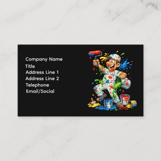 Funny Painter Cartoon Painter Business Card Visitekaartje (Voorkant)