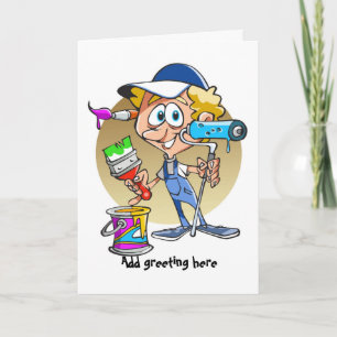 Funny painter en decorator gepersonaliseerd kaart