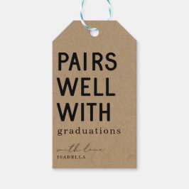 Funny Pairs Goed met Afstuderen Wijn Cadeaulabel