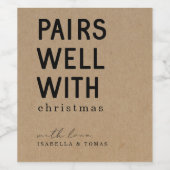 Funny Pairs Goed met Christmas Wine Label Wijn Etiket (Enkel label)
