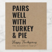 Funny Pairs Goed Thanksgiving Wijnlabel Wijn Etiket (Enkel label)
