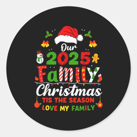 Funny Pajamas Outfit Family Matching Christmas 202 Ronde Sticker (Voorkant)