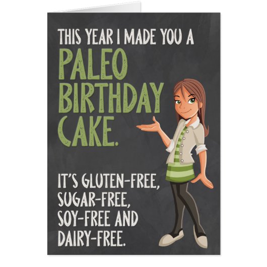 Funny "Paleo Birthday Cake" Birthday Kaart (Voorkant)