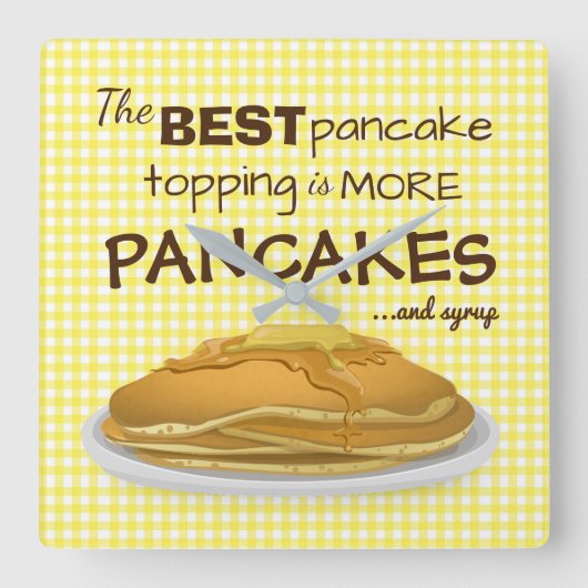 Funny Pancakes en Syrup Topping Quote Vierkante Klok (Voorkant)
