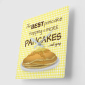 Funny Pancakes en Syrup Topping Quote Vierkante Klok (Hoek)