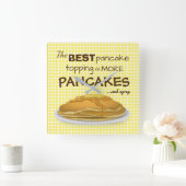 Funny Pancakes en Syrup Topping Quote Vierkante Klok (Huis)
