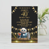 Funny Panda 40th Birthday Party Invitation Kaart (Staand voorkant)