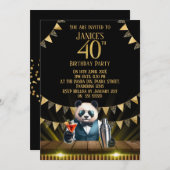 Funny Panda 40th Birthday Party Invitation Kaart (Voorkant / Achterkant)