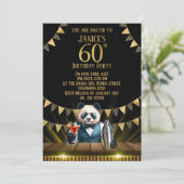 Funny Panda 60th Birthday Party Invitation Kaart (Staand voorkant)