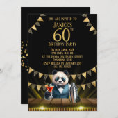 Funny Panda 60th Birthday Party Invitation Kaart (Voorkant / Achterkant)
