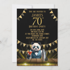 Funny Panda 70th Birthday Party Invitation Kaart