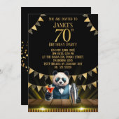 Funny Panda 70th Birthday Party Invitation Kaart (Voorkant / Achterkant)