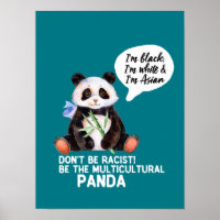 Funny Panda against Racism Black White en Asian