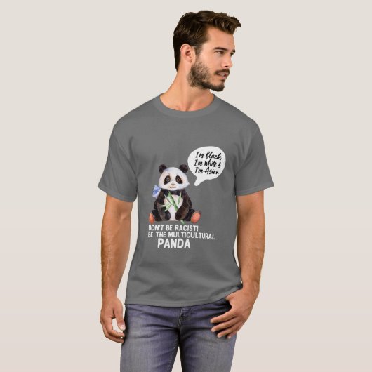Funny Panda against Racism Black White en Asian T-shirt (Voorkant volledig)