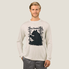 Funny Panda Beer Bamboe Stunt Silhouet Zwart Wit Tri-Blend Shirt