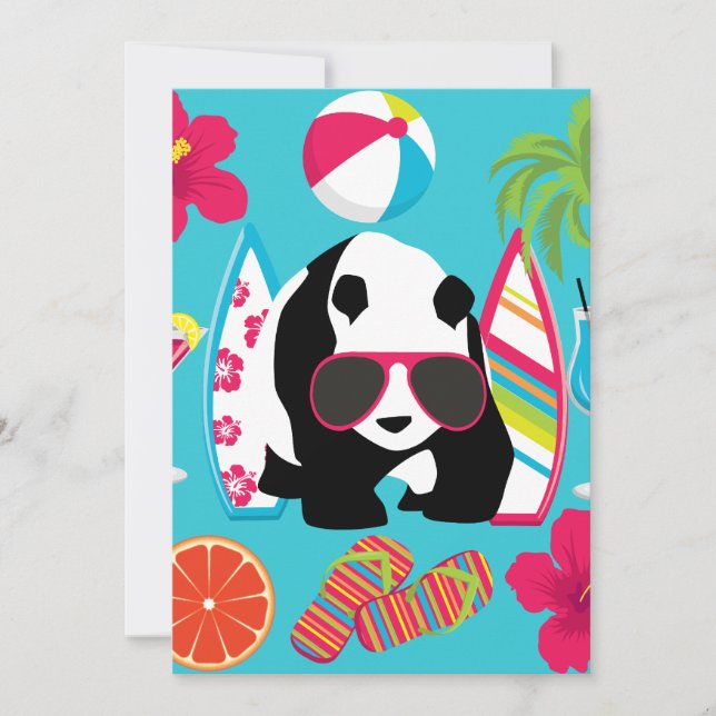 Funny Panda Beer Beach Bum Cool Sunbril Surfing (Voorkant)