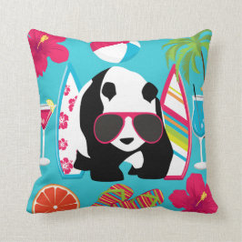 Funny Panda Beer Beach Bum Cool Sunbril Surfing Kussen