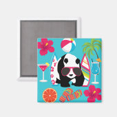 Funny Panda Beer Beach Bum Cool Sunbril Surfing Magneet (Voorkant / Achterkant)