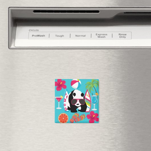 Funny Panda Beer Beach Bum Cool Sunbril Surfing Magneet (Insitu (Vaatwasser))