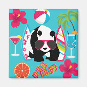 Funny Panda Beer Beach Bum Cool Sunbril Surfing Magneet (Voorkant)