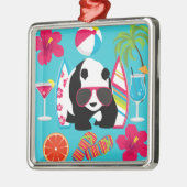 Funny Panda Beer Beach Bum Cool Sunbril Surfing Metalen Ornament (Links)