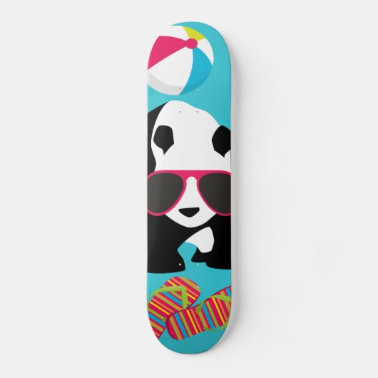 Funny Panda Beer Beach Bum Cool Sunbril Surfing Persoonlijk Skateboard (Voorkant)