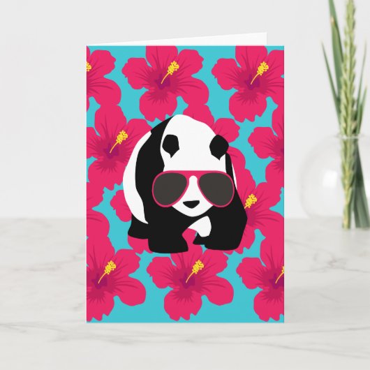 Funny Panda Beer Beach Bum Cool Sunbril Tropics Kaart (Voorkant)