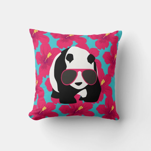 Funny Panda Beer Beach Bum Cool Sunbril Tropics Kussen (Voorkant)