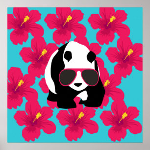 Funny Panda Beer Beach Bum Cool Sunbril Tropics Poster
