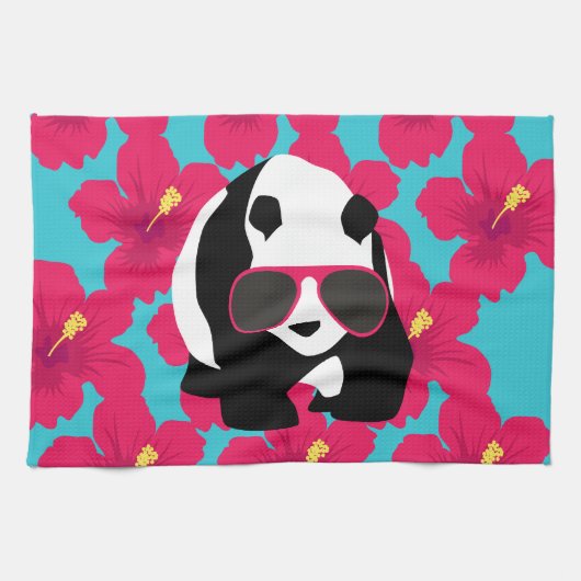 Funny Panda Beer Beach Bum Cool Sunbril Tropics Theedoek (Horizontaal)