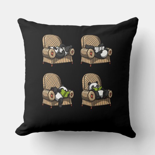 Funny Panda Beer Book Reading Animal Kussen (Voorkant)