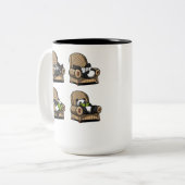 Funny Panda Beer Book Reading Animal Tweekleurige Koffiemok (Voorkant links)