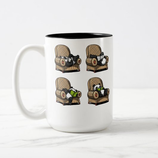 Funny Panda Beer Book Reading Animal Tweekleurige Koffiemok (Links)