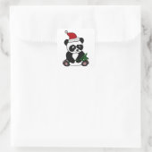 Funny Panda Beer Christmas Art Vierkante Sticker (Tas)