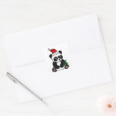 Funny Panda Beer Christmas Art Vierkante Sticker (Envelop)