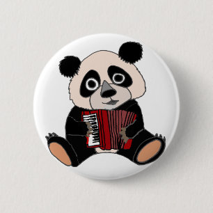 Funny Panda Beer die Accordion speelt Ronde Button 5,7 Cm