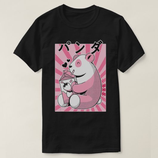 Funny Panda Beer Retro 90s Japanse Kawaii Strawbe T-shirt (Design voorkant)