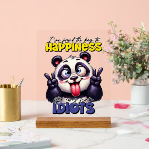 Funny panda beer sarcasme woord kunst acryl bord