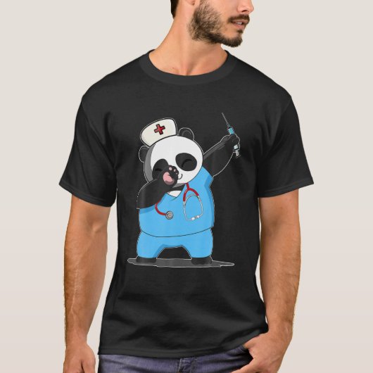 Funny Panda Beer T-shirt Dabbing Panda Beer Scrub (Voorkant)