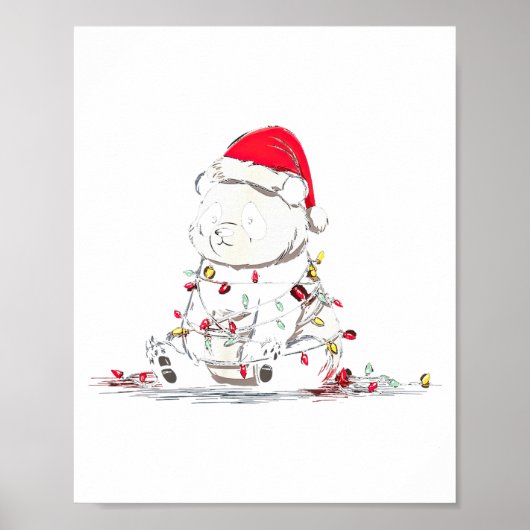 Funny Panda Christmas Graphics Animal Lights Lover Poster (Voorkant)