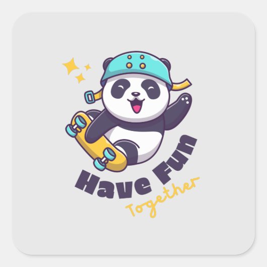 Funny Panda Cute for Animals Lover Vierkante Sticker (Voorkant)